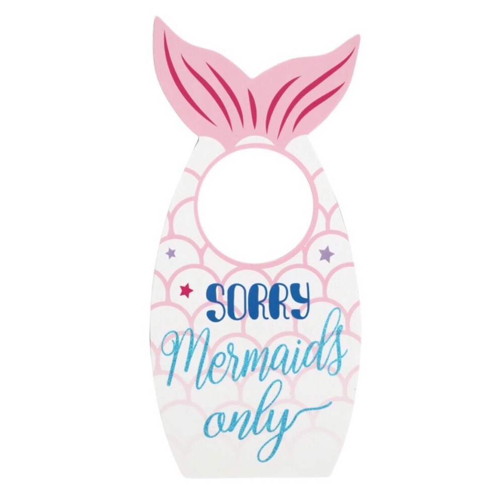 Mermaids Only Decorative Shaped Door Sign, 11 x 5.125-in, Pink